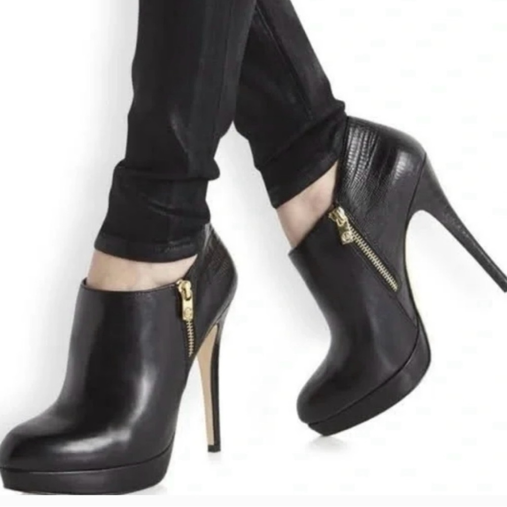 Michael Kors Black Double Zipper Stiletto Bootie
